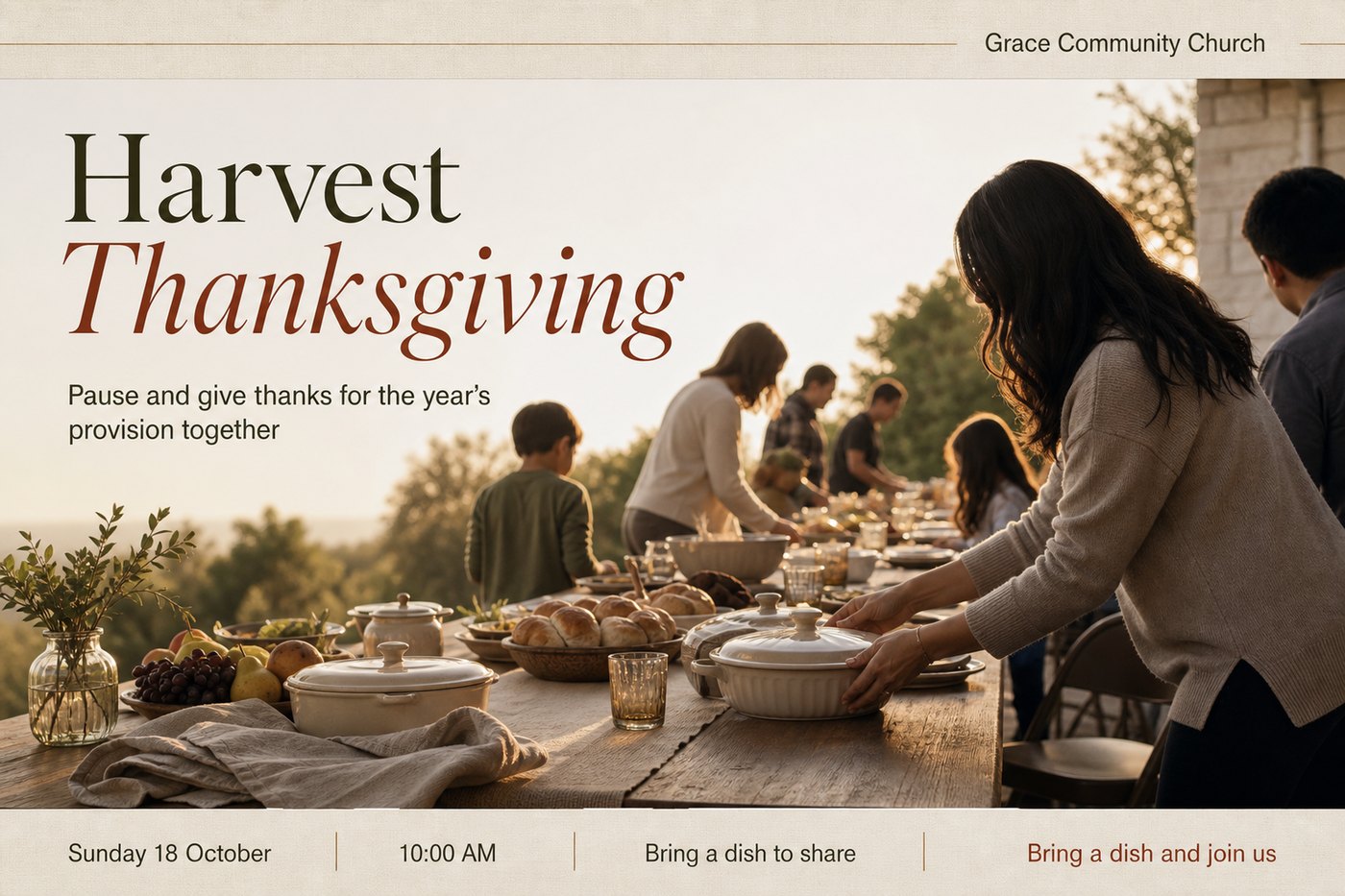 A designed flyer for Harvest Thanksgiving