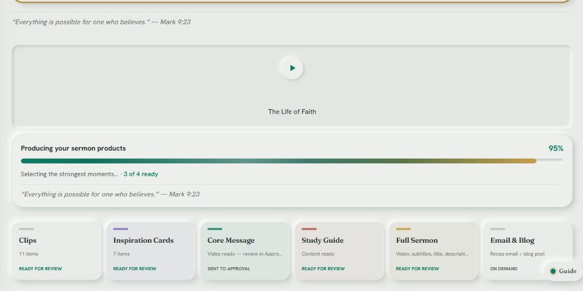 The full sermon package with every product ready for review