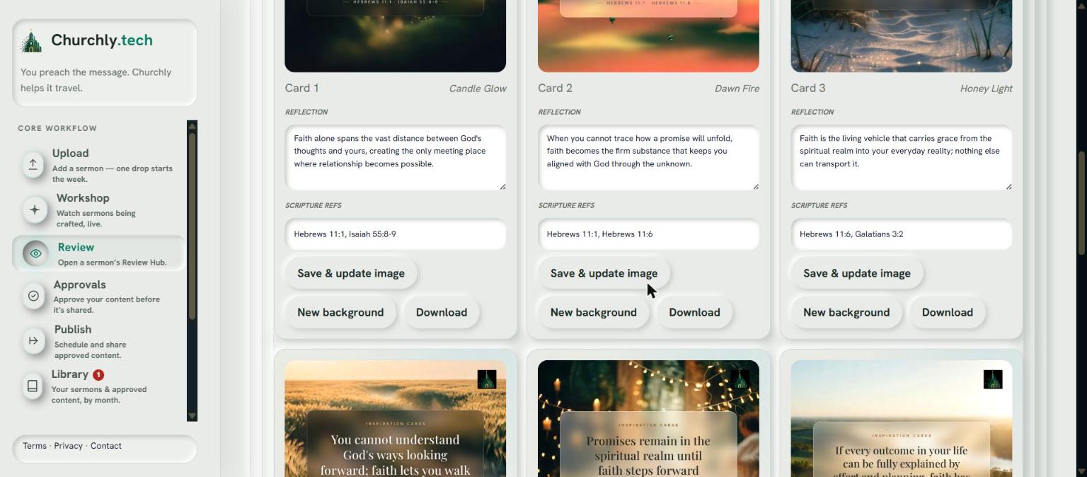 Inspiration cards generated in the pilot run